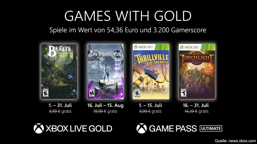 Games with Gold für Juli 2022