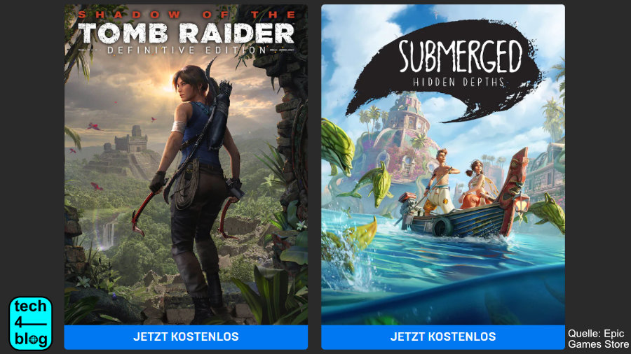 Epic Games Store mit Shadow of the Tomb_Raider und Submerged: Hidden Depths
